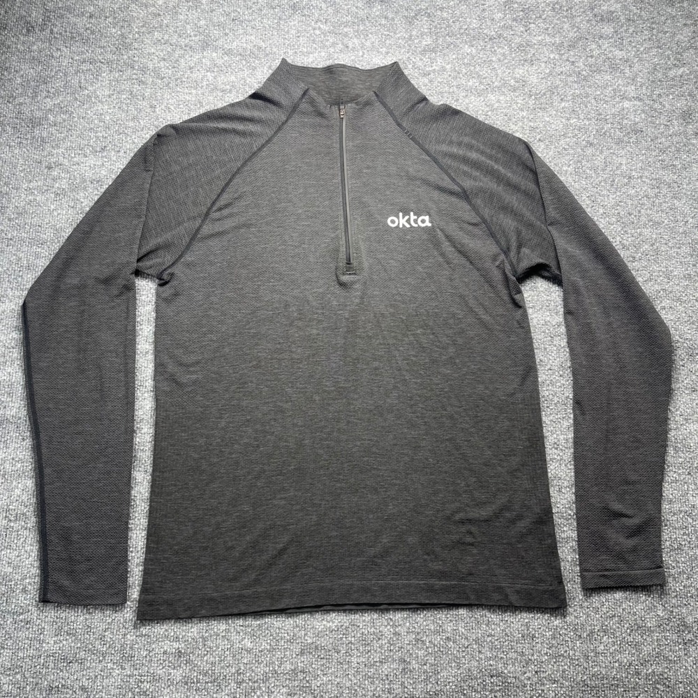 Lululemon Metal Vent Tech 1/2 Zip 2.0 Gray Okta Logo Mens Large Pullover